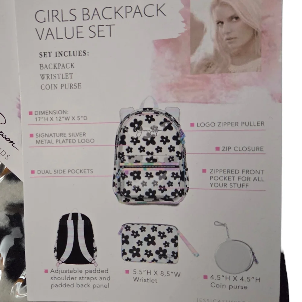 Jessica Simpson - NEW Set of 3 Girls or Women's Backpack Coin Purse & Wristlet